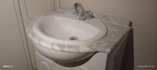 Lavabo completo mármol y porcelana y con el mueble