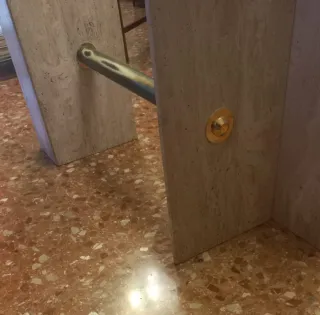 Mesa cristal templado patas mármol 170x90cm