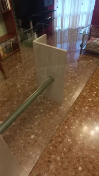 Mesa cristal templado patas mármol 170x90cm