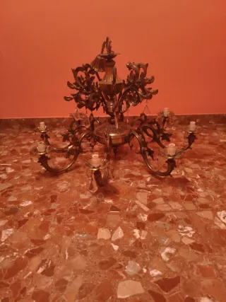 Lámpara araña bronce 8 brazos