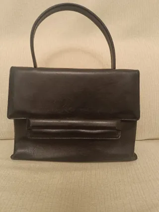 Bolso de piel auténtica negro