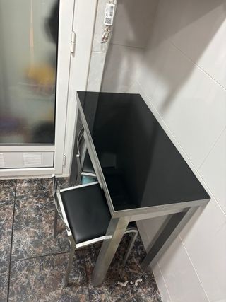 Mesa Cocina Negra con 2 Taburetes