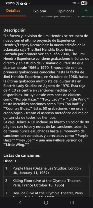 Jimi Hendrix Experience 4 CDs + 1 DVD Libro