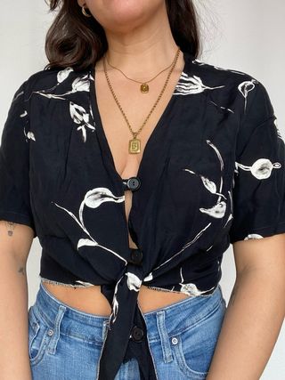 Camisa Crop Vintage 90s Floral