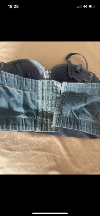 Top vaquero con pedrería y espejos