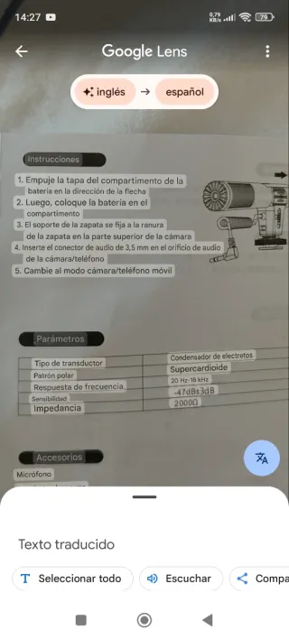 Micrófono para videocámara con batería