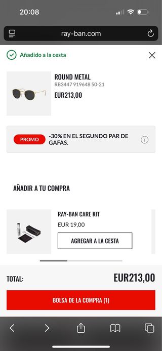 Gafas de sol Ray Ban Round Metal doradas