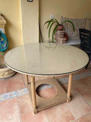 Mesa camilla con cristal y Brasero Eléctrico