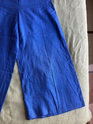 Pantalones anchos lino Mango talla M/38