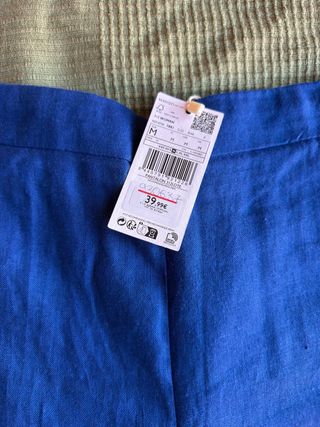 Pantalones anchos lino Mango talla M/38