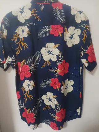 Camisa Hawaiana Flores Azul.