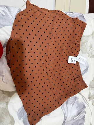 Falda marrón lunares talla L
