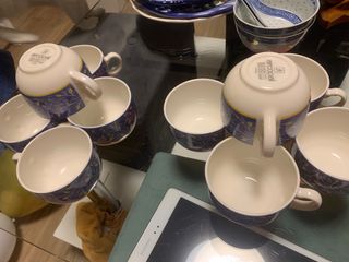 10 Tazas Arcopal Diseño Floral Azul