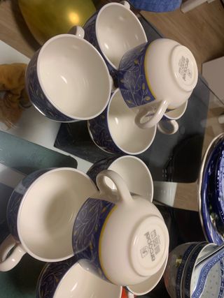 10 Tazas Arcopal Diseño Floral Azul