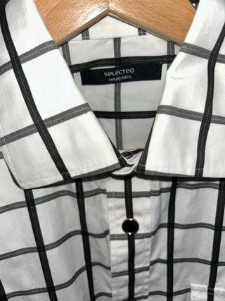 Camisa de cuadros hombre blanca y negra