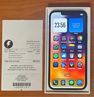 iPhone 13 256GB Azul- Batería 100%- Pantalla nueva