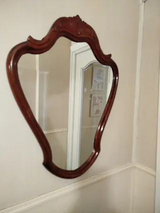 Consola Vintage y espejo Madera Tallada años 60