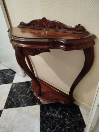 Consola Vintage y espejo Madera Tallada años 60