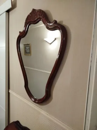 Consola Vintage y espejo Madera Tallada años 60