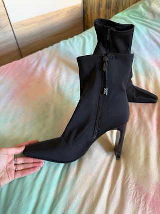 Botines Zara Tacón Bloque Negro Talla 41