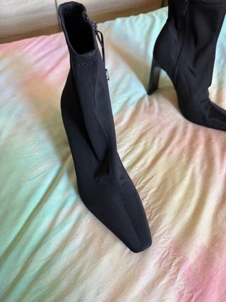 Botines Zara Tacón Bloque Negro Talla 41