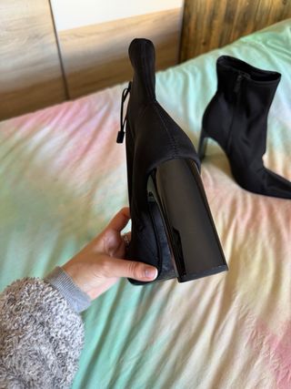 Botines Zara Tacón Bloque Negro Talla 41