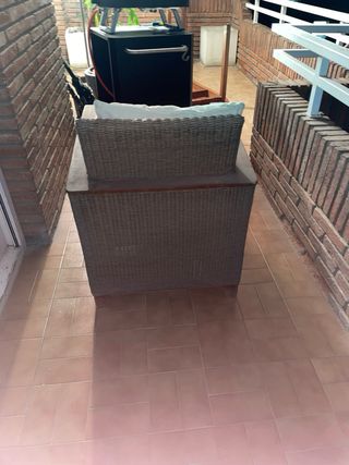 Conjunto de 2 butacas de exterior mimbre y madera