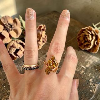 Anello argento placcato oro 70s occhi di tigre