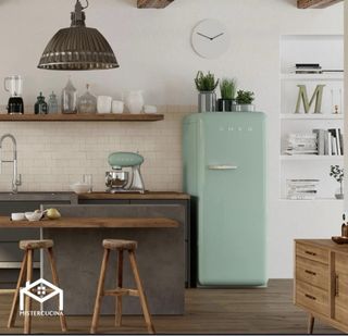 Nevera Smeg estilo retro turquesa