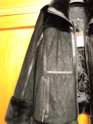 Chaquetón mujer Cortefiel Talla XL Negro