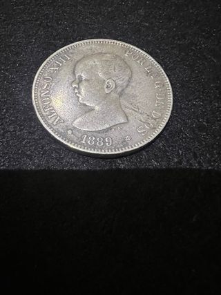 Moneda Plata 5 Pesetas Alfonso XIII 1889