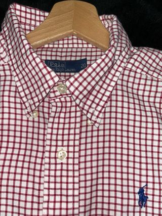 Camisa Polo Ralph Lauren cuadros roja y blanca