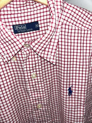 Camisa Polo Ralph Lauren cuadros roja y blanca