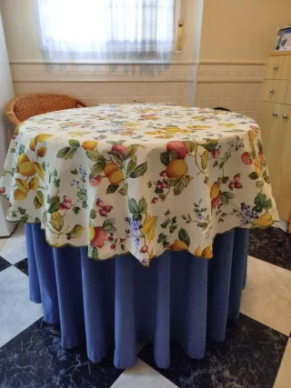 Mesa Camilla Redonda 80cm y cristal. Regalo pañito