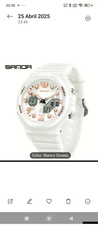 Reloj Sanda Blanco Dorado