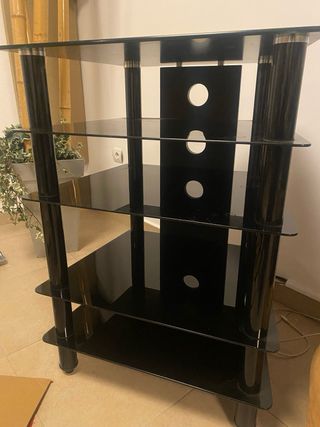 Mueble HIFI cristal negro 5 estantes