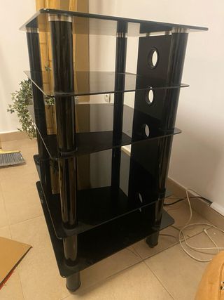 Mueble HIFI cristal negro 5 estantes
