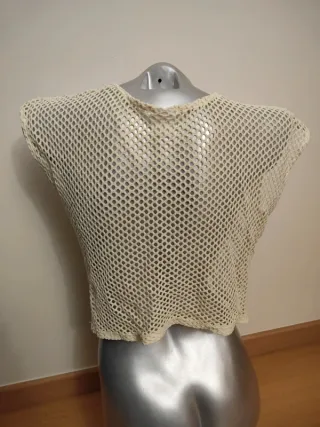 Zara Top Cropped Malha Crochê 13-14 Anos