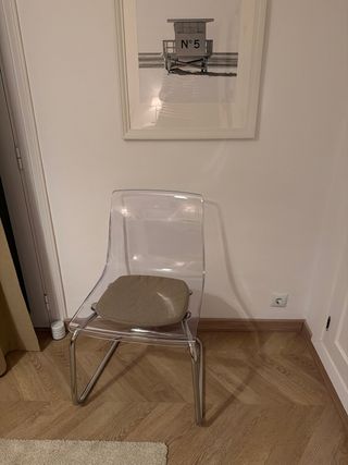 Silla Ikea Tobias Transparente + Cojín Beige