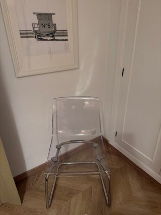 Silla Ikea Tobias Transparente + Cojín Beige