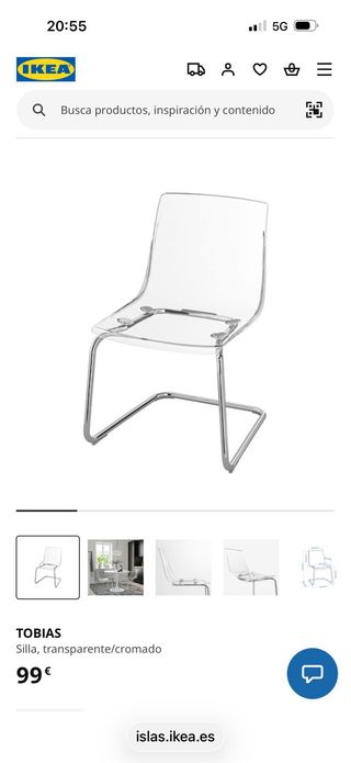 Silla Ikea Tobias Transparente + Cojín Beige