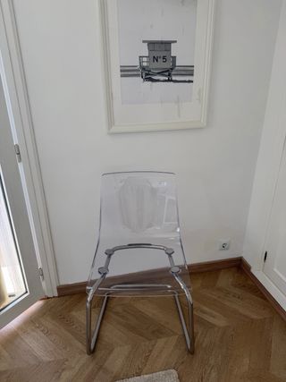 Silla Ikea Tobias Transparente + Cojín Beige