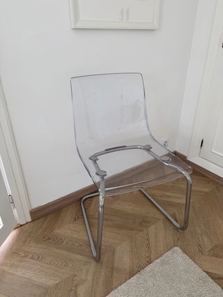 Silla Ikea Tobias Transparente + Cojín Beige