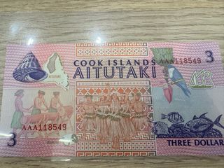 2 Banconote da 3 Dollari Isole Cook