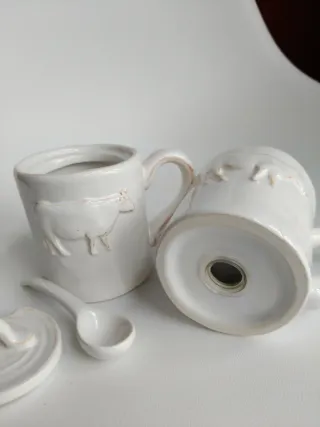 Dúo Taza y Azucarero Cerámic Country corner France