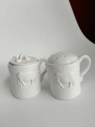 Dúo Taza y Azucarero Cerámic Country corner France