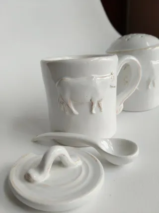 Dúo Taza y Azucarero Cerámic Country corner France