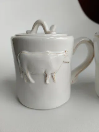 Dúo Taza y Azucarero Cerámic Country corner France