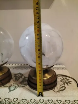 Coppia Lampade Vintage Sfera Vetro Murano