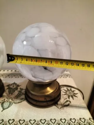 Coppia Lampade Vintage Sfera Vetro Murano